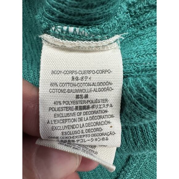 We the Free People XS Green Thermal Top Embroidered Long Sleeve Henley Shirt - Picture 4 of 7